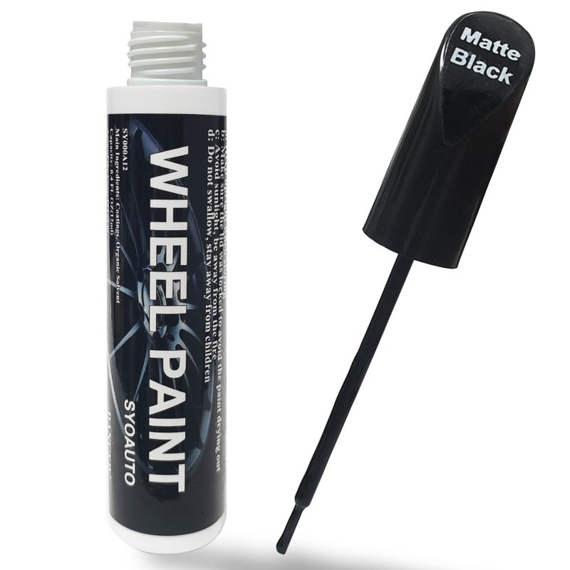 SYOAUTO Matte Black Rim Touch Up Paint, Car Wheel Scratch Repair Touch Up Paint Pen, Universal Color Rim Wheel Paint (Matte Black) - Image 1
