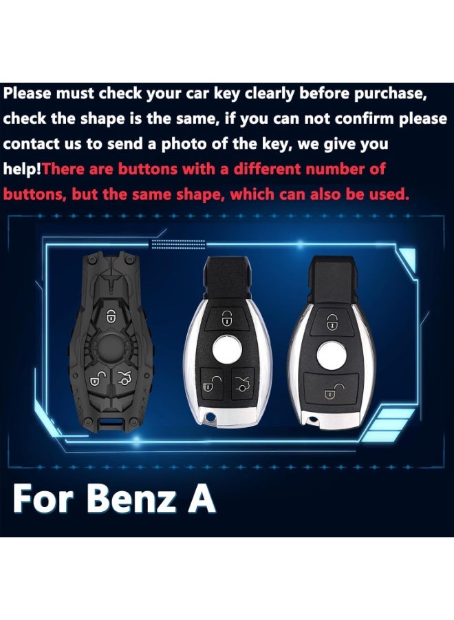 NOSKIN Heavy-duty Zinc Alloy Key Fob Cover,Keychain,Full Protection Car Key Case Fit for Benz A B C E S R V G M ML CLA CLS GLA GLC GLE GLS SL SLC GLK GL SLK Class Smart Keyshell Accessories (Fit for Benz A) - Image 2
