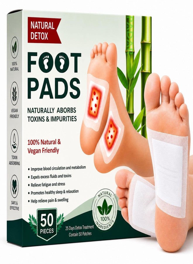 PADAR Herbal Detox Foot Pads (Pack of 50) | Natural Bamboo Vinegar Foot Patch for Relaxation & Sleep Support | Gentle Herbal Ingredients for Daily Wellness, Foot Care & Comfort | Easy Overnight Use - Image 1