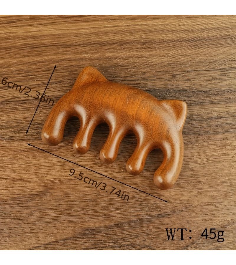 Relaxing Wooden Head Massage Comb With Golden Thread Sandalwood Essential Oil Z11 For Scalp Care Eye Gua Sha Travel Gift - Image 3