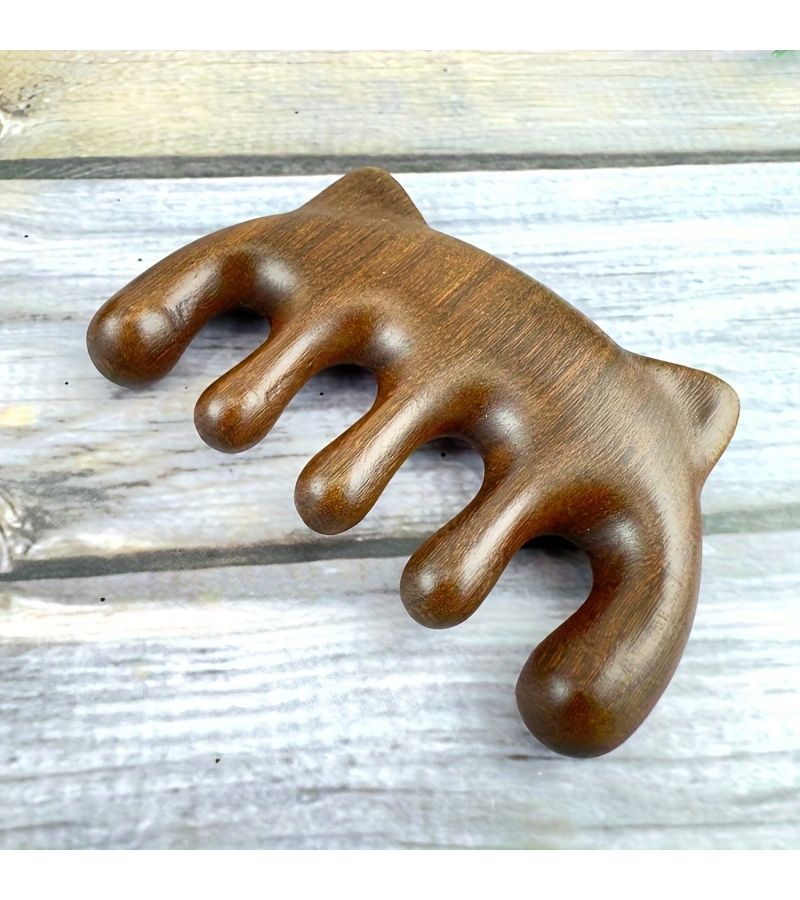 Relaxing Wooden Head Massage Comb With Golden Thread Sandalwood Essential Oil Z11 For Scalp Care Eye Gua Sha Travel Gift - Image 4