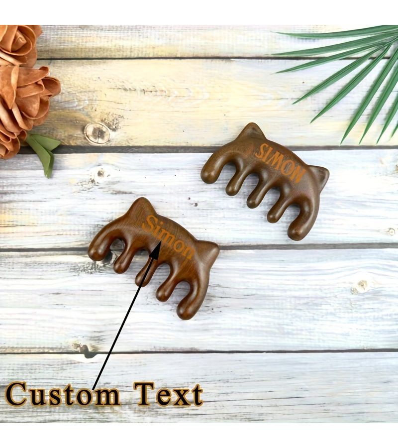 Relaxing Wooden Head Massage Comb With Golden Thread Sandalwood Essential Oil Z11 For Scalp Care Eye Gua Sha Travel Gift - Image 1