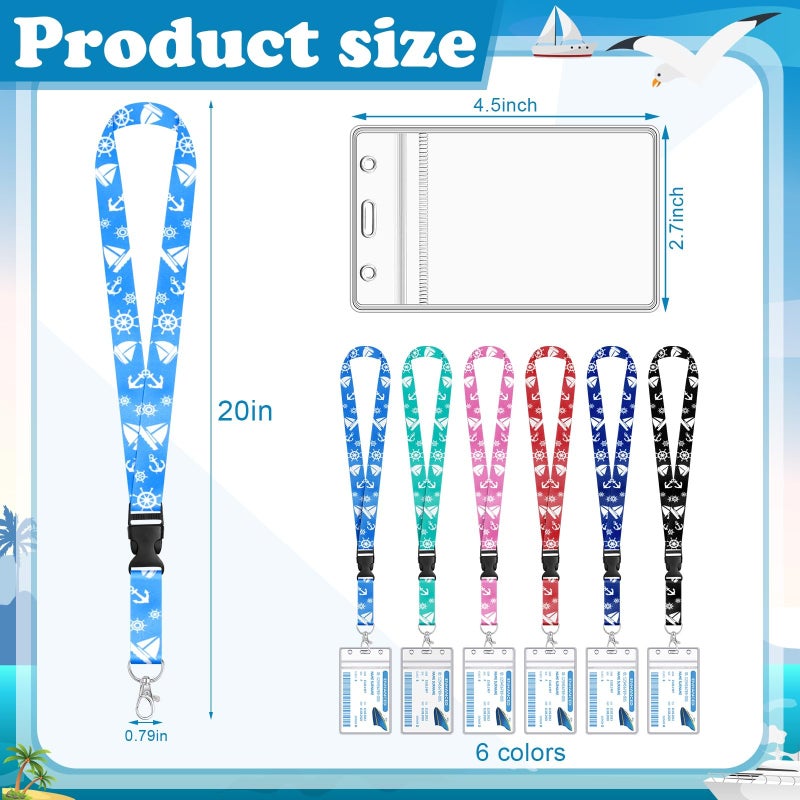 HONSIO 6 Pack Cruise Lanyard for Ship Cards Detachable Lanyards with Waterproof ID Badge Holder, 2026 Cruise Essentials Accessories - Image 2