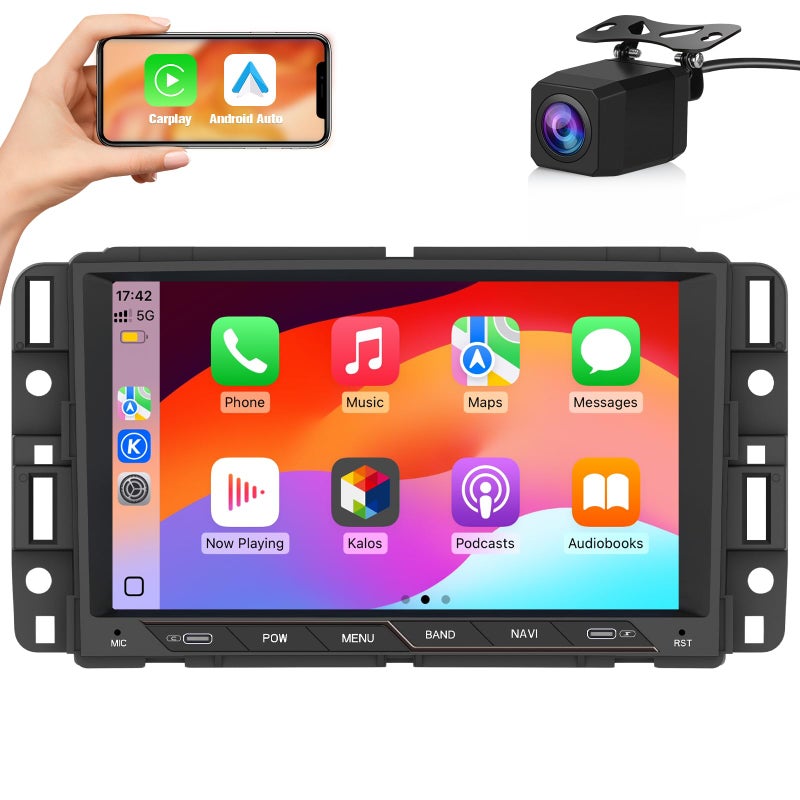 Vratzn Car Stereo for Chevy Silverado GMC Sierra Yukon 2007-2013 Head Unit Radio CarPlay Android Auto with GPS Navigation Bluetooth Backup Camera - Image 1