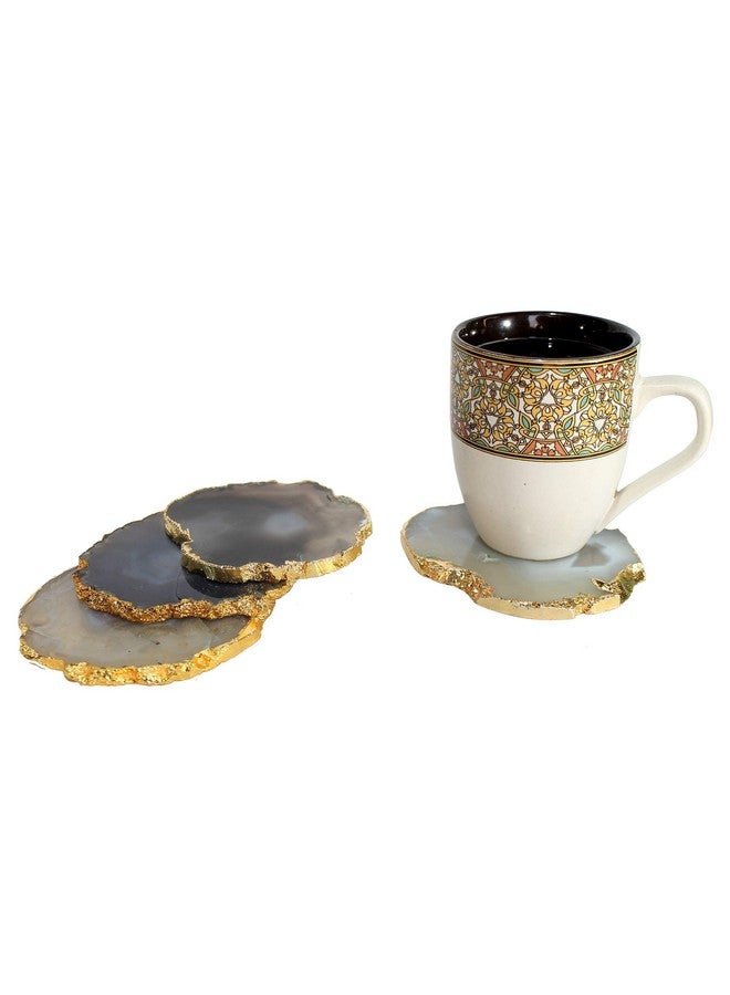 eSplanade Natural Agate Coasters Bar Beer Coffee Tea Coaster - Set of 4 Coasters - Perfect Table Accessories Tableware (Natural Grey) - Image 2