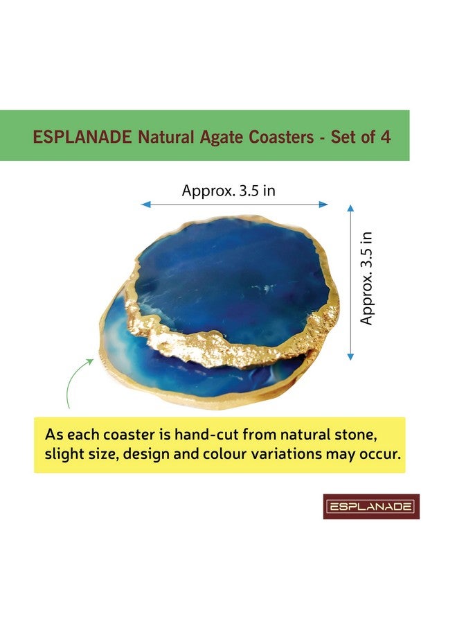 eSplanade Natural Agate Coasters Bar Beer Coffee Tea Coaster - Set of 4 Coasters - Perfect Table Accessories Tableware (Natural Grey) - Image 3