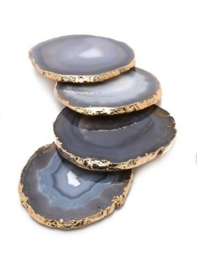 eSplanade Natural Agate Coasters Bar Beer Coffee Tea Coaster - Set of 4 Coasters - Perfect Table Accessories Tableware (Natural Grey) - Image 1