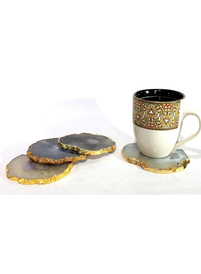 eSplanade Natural Agate Coasters Bar Beer Coffee Tea Coaster - Set of 4 Coasters - Perfect Table Accessories Tableware (Natural Grey) - Image 4