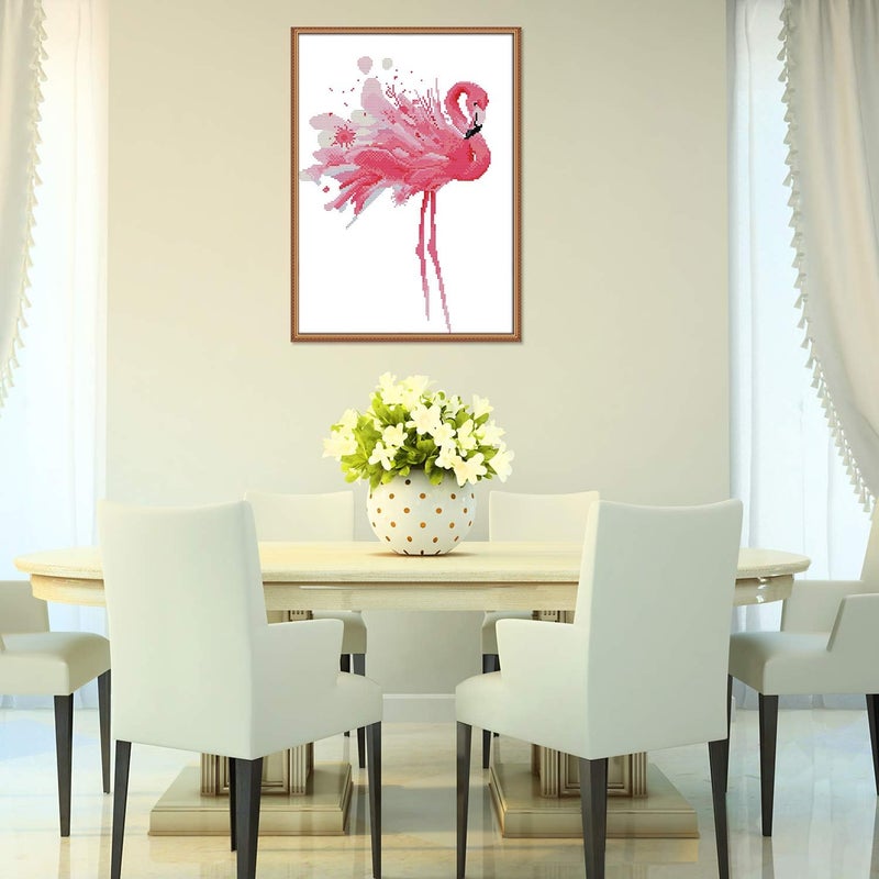 ITSTITCH Cross Stitch Kits Stamped Holiday Gift DIY Embroidery Starter Kits Easy Patterns Embroidery for Girls Crafts DMC Stamped Cross-Stitch Supplies Needlework Flamingos - Image 2