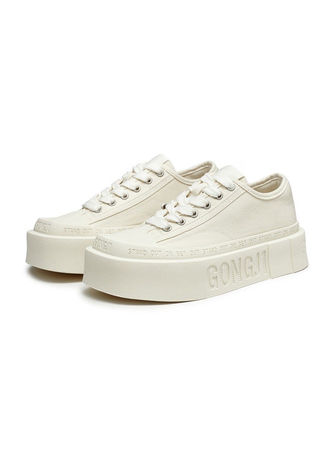 Gongji Ziyu Thick-soled Canvas Shoes Uni Casual Square-toe Comfortable Height-increasing Sneakers - Image 3