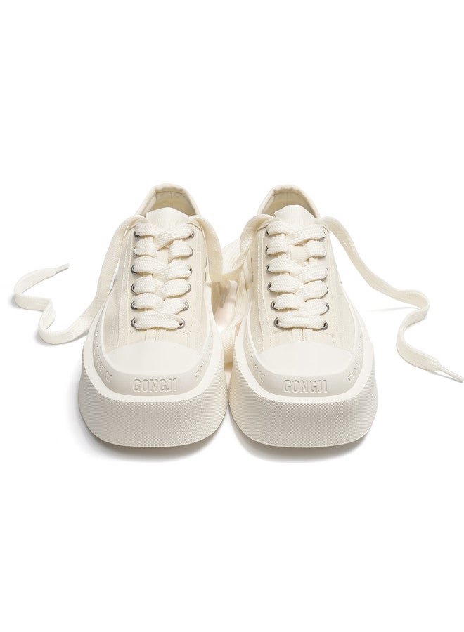 Gongji Ziyu Thick-soled Canvas Shoes Uni Casual Square-toe Comfortable Height-increasing Sneakers - Image 2