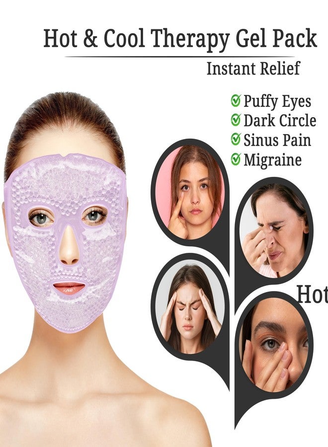 RarePicks Cold Full Face & Eye Gel Mask | Ice FacePack Reduce Puff | Helps Reduce Puffiness, Dark Circles & Facial Stress | Reusable Face Spa Mask for Women | Home Spa Skin Care Tool (Purple) - Image 3