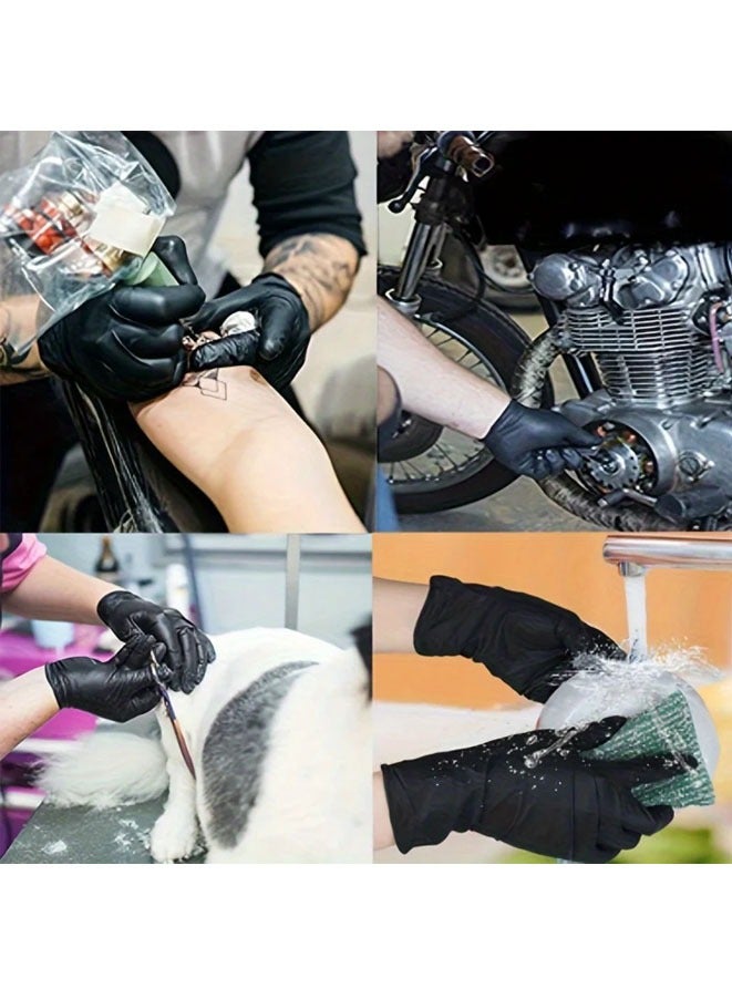 Muyixin 100 Pieces Disposable Black Nitrile Gloves For Household Cleaning Work Safety Gardening Gloves Kitchen Tools - L - Image 5