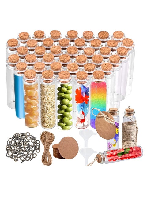 40pcs 20ml Small Glass Bottles with Corks, Jar Cork Lid, Mini Clear Tags and Strings for DIY Art Crafts Storage, Vials Wedding Favors Stoppers,Tiny Jars Craft Storage