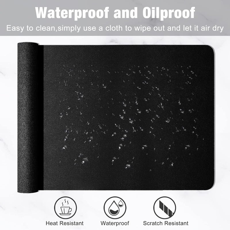 Hsurbtra Desk Pad, 30" x 14" PU Leather Desk Mat, XL Extended Mouse Pad, Waterproof Desktop Blotter Protector, Non-Slip Ultra Thin Large Laptop Keyboard Writing Mat for Office Home, Black - Image 5