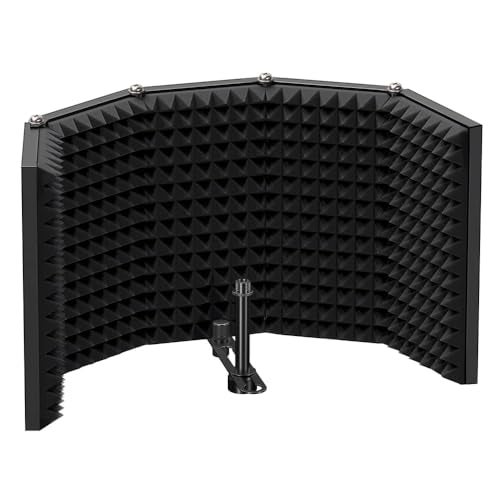 IMAGINEA Microphone Isolation Shield with Acoustic Foam Panel – Foldable Vocal Booth for Recording Studio, Podcast & Singing – Sound Absorbing Mic Shield with Metal Frame for Condenser Microphone - Image 1