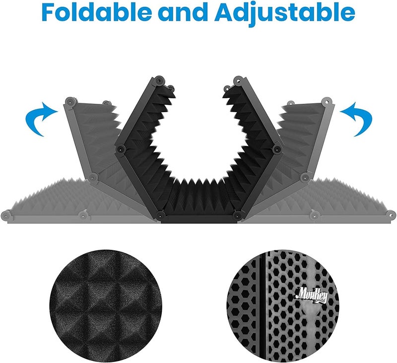 IMAGINEA Microphone Isolation Shield with Acoustic Foam Panel – Foldable Vocal Booth for Recording Studio, Podcast & Singing – Sound Absorbing Mic Shield with Metal Frame for Condenser Microphone - Image 4