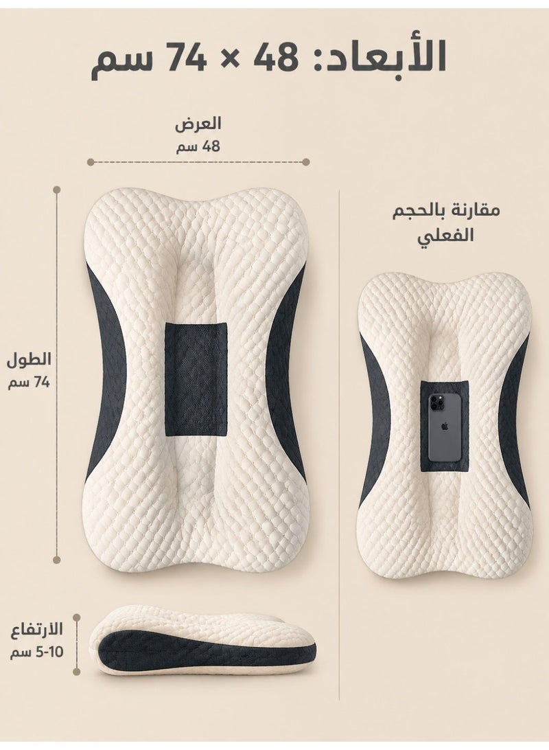 Anti-bacterial Cervical Spine Massage Pillow - 48x74cm High Neck Support Pillow for Sleeping, 3D Zone Design Mesh Breathable Bed Pillow for Neck Pain Relief - Image 3