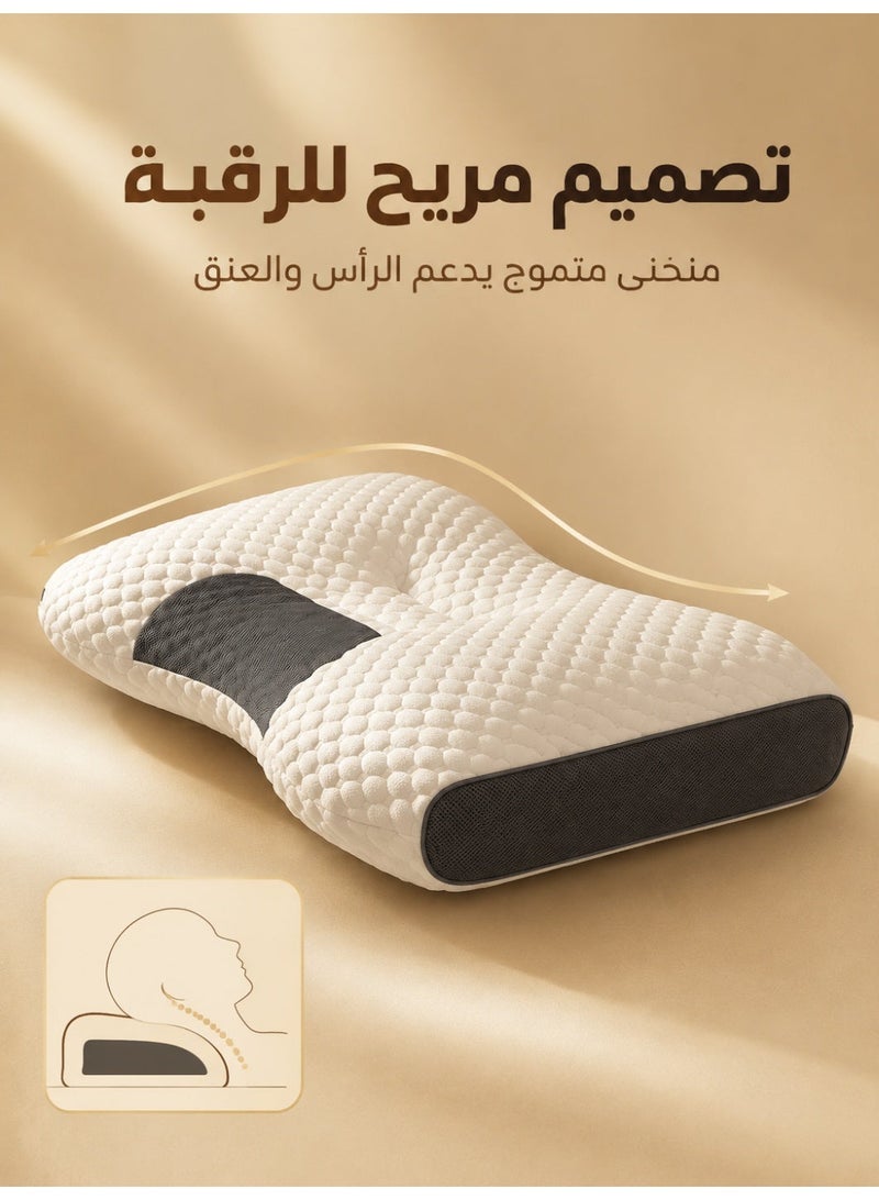 Anti-bacterial Cervical Spine Massage Pillow - 48x74cm High Neck Support Pillow for Sleeping, 3D Zone Design Mesh Breathable Bed Pillow for Neck Pain Relief - Image 5