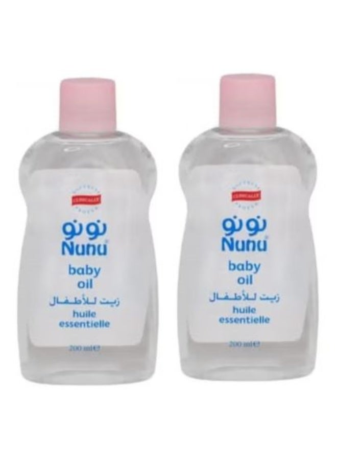 نونو زيت الأطفال - عناية نقية وخفيفة ببشرة الأطفال، مرطبة وناعمة، مكونات طبيعية، 200 مل (عبوة من قطعتين) - Image 1