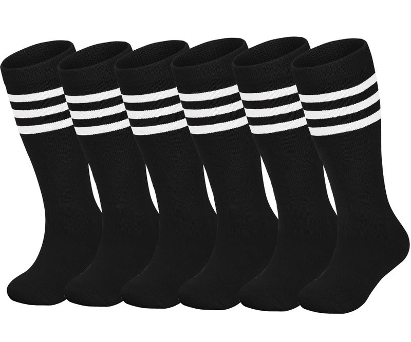 ENBAOHUI 3 Pairs Toddler Soccer Socks Kids Soccer Socks Girls Boys Baby Knee Socks Kids Boys Socks Toddler Kids Tube Socks Black - Image 1