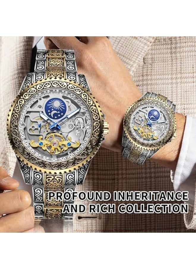 Men's Watch Retro Mechanical Skeleton Watch with Carved Automatic Tourbillon, Moon Phase, Independent Seconds, and Big Dial Design - Self-Wind Automatic Wrist Watches - pzsku/ZA2429E85D8B8EA69B05DZ/45/_/1734685437/a149585e-fb9c-4399-bb6f-c6937cb0d60e