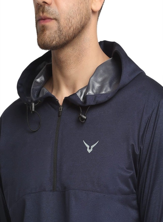 Invincible Men's Light Weight Stretchable Sauna Lined Warm Up Set Navy Medium - Image 3