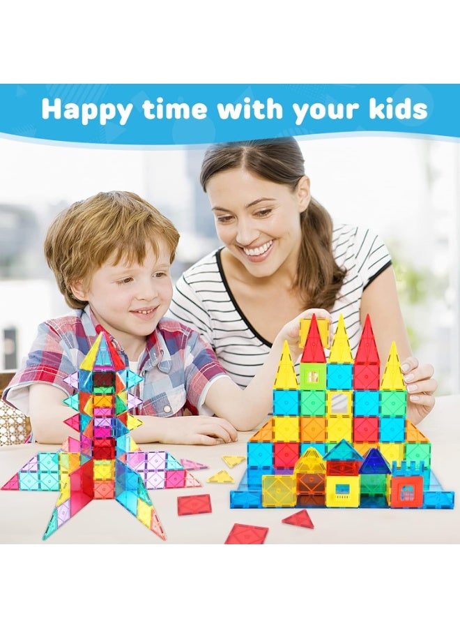 Magnetic Tiles for Kids, 100pcs Magnetic Blocks Building Sensory Montessori Toys STEM Educational Magnet Toy for Toddler Preschool Learning Construction Toys for Boys Girls Ages 3-8 - Image 5