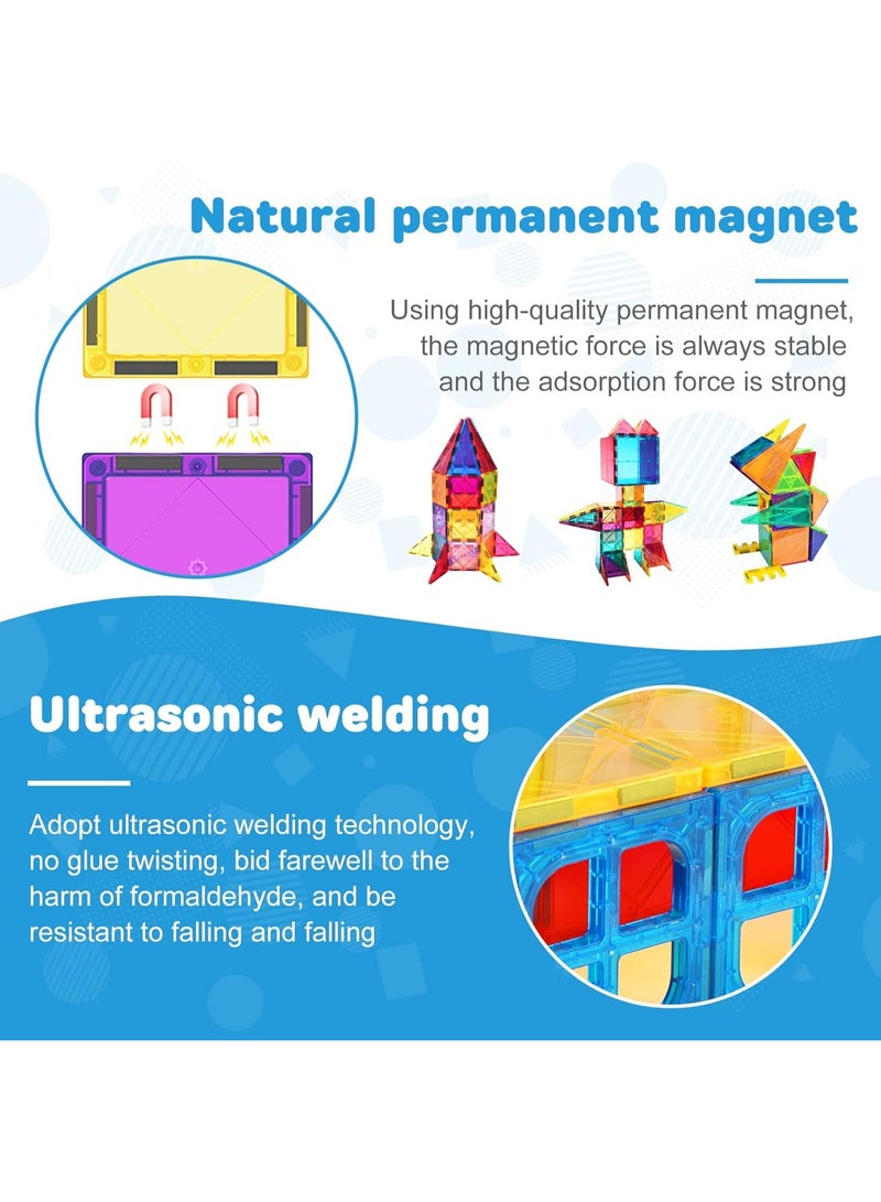 Magnetic Tiles for Kids, 100pcs Magnetic Blocks Building Sensory Montessori Toys STEM Educational Magnet Toy for Toddler Preschool Learning Construction Toys for Boys Girls Ages 3-8 - Image 4