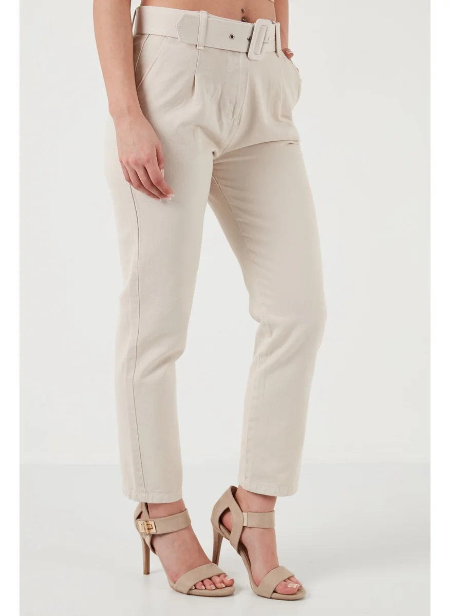 Lela Cotton Normal Waist Regular Fit Belted Trousers Women's Trousers 668Yp4152
