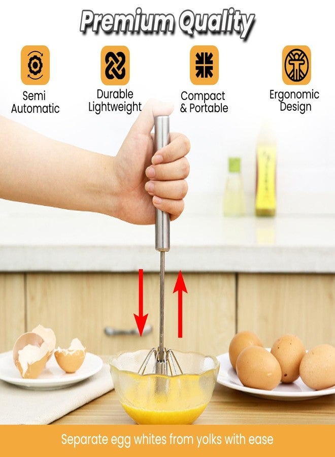 PIHARVA Stainless Steel Hand Push Egg Beater – Semi-Automatic Manual Whisk for Kitchen, Coffee, Lassi, Cream Hand Blender Tool for Whisking, Blending & Stirring - Image 4