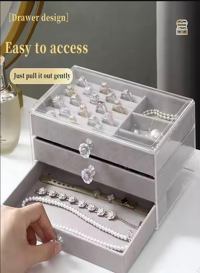 Azelf Clear Jewelry Storage Box Three Layer Jewelry Box With Lid Drawer Organizer For Desktop Lipstick Storage Elegant Look - Image 5