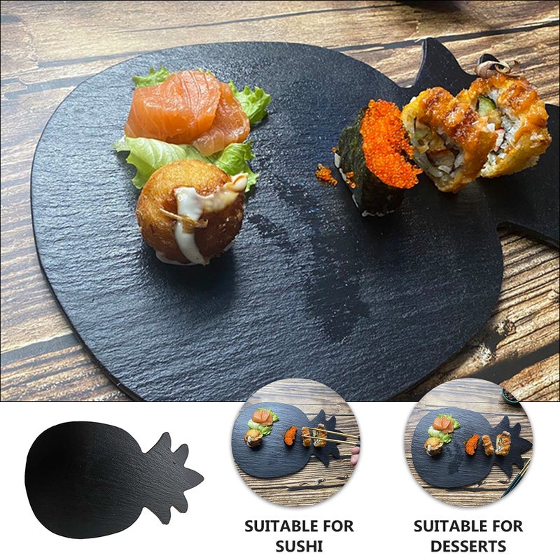 2pcs Pineapple Shape Plate Restaurant Steak Sushi Display Dish Black Slabstone Pan - Image 5