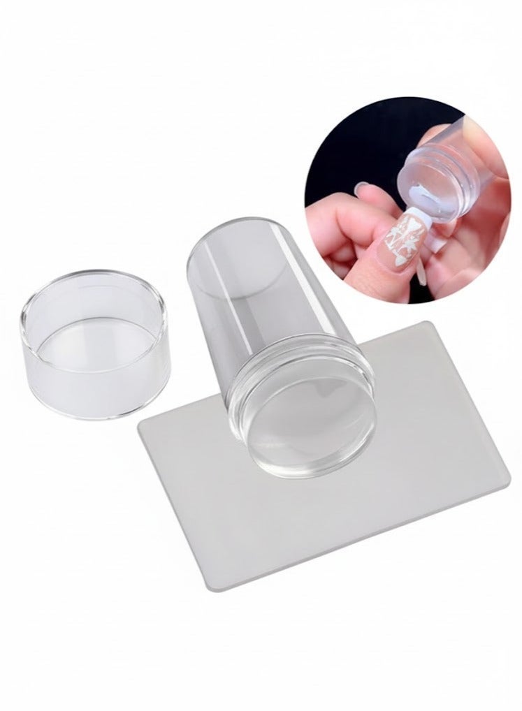 Clear Silicone Nail Stamp with Jelly Head and Matte Cap and Handle Code 5075 - Image 2