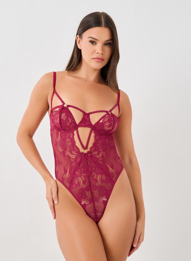 Styli Styli Lace Apex Strap Detail Bodysuit with Cut Out - Image 2