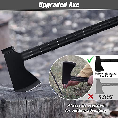 IUNIO Survival Off-Roading Tool Kit, 19 in 1 Folding Shovel, Camping Axe, Multitool, Pickaxe, with Carrying Bag, for Outdoor, Car Emergency (Upgrade Black) - Image 4