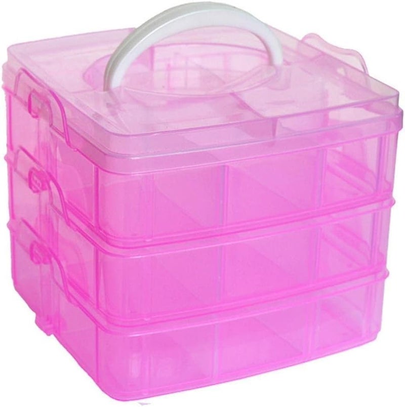 KASTWAVE 3-Tier Stackable Storage Container Box with 30 Compartments, Plastic Storage Box for Toys Arts and Crafts,Fuse Beads, Washi Tapes - Image 1