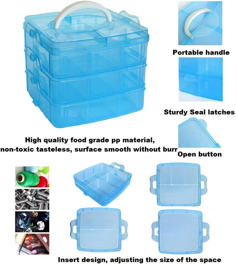 KASTWAVE 3-Tier Stackable Storage Container Box with 30 Compartments, Plastic Storage Box for Toys Arts and Crafts,Fuse Beads, Washi Tapes - Image 4
