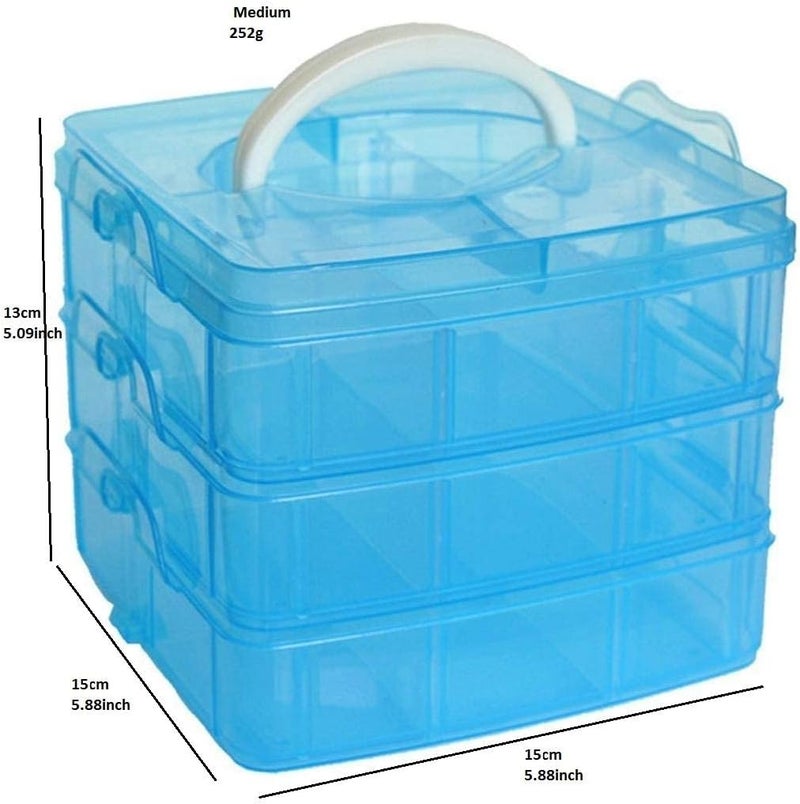 KASTWAVE 3-Tier Stackable Storage Container Box with 30 Compartments, Plastic Storage Box for Toys Arts and Crafts,Fuse Beads, Washi Tapes - Image 2