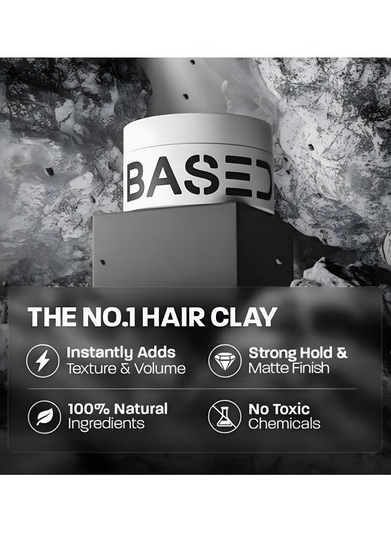 Based Bodyworks Men’s Styling Clay Strong Hold Matte Finish Hair Styling Clay Natural Look All Hair Types Santal Scent 3.0 fl oz - Image 4