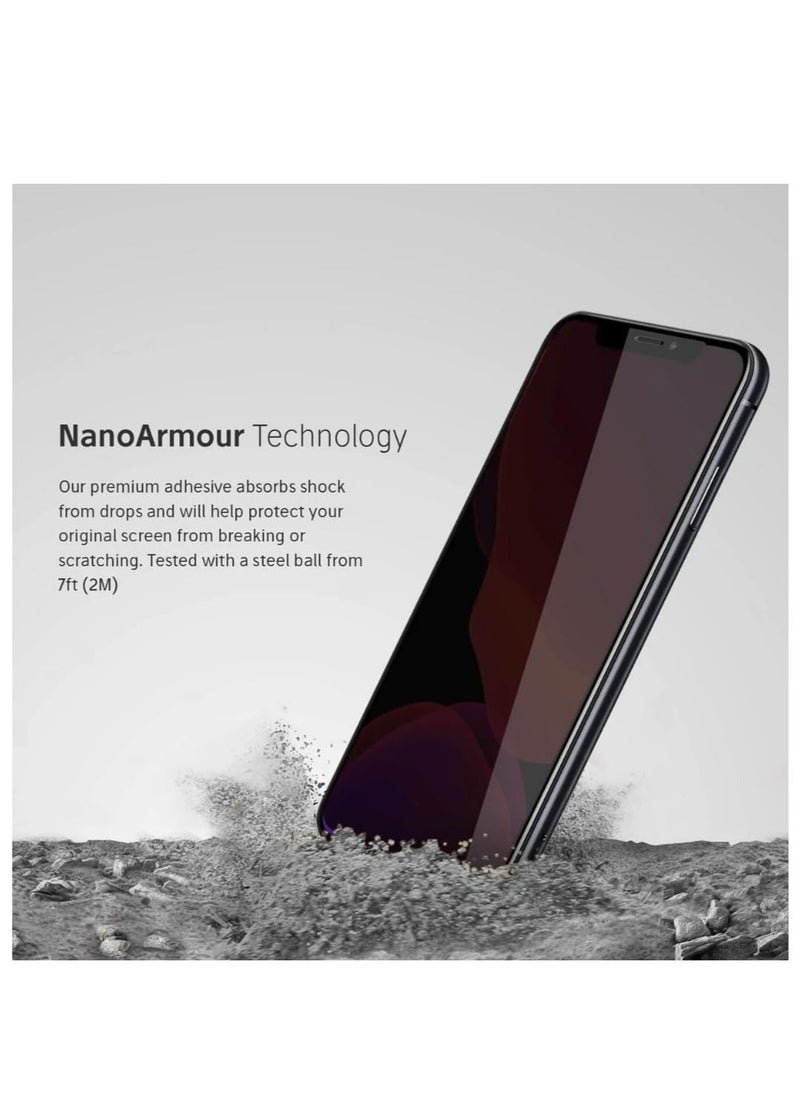 Raxoom iPhone 11 Pro Max Privacy Screen Protector, Premium Tempered Glass Screen Protector, Anti-Scratch, Bubble Free, Face-ID, 9H Hardness, Scratch Resistant Privacy Glass - Image 2