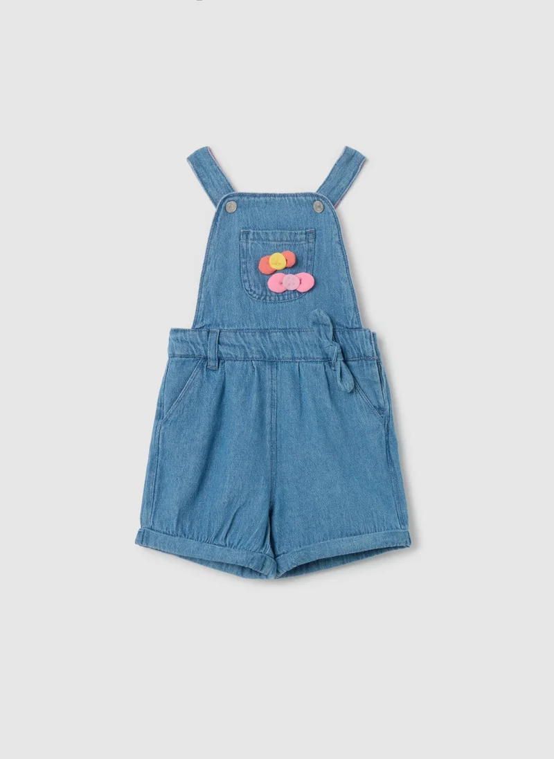 او في اس Denim Dungarees With Bows Application