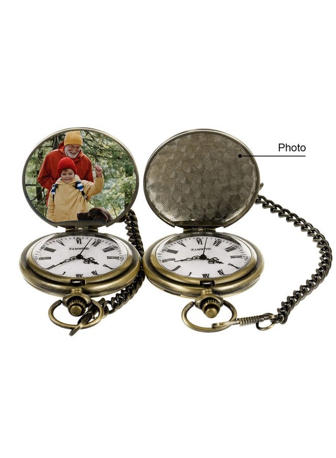TREEWETO Mens Engraved Pocket Watch Gifts from Grandpa Grandma, Unique Birthday Gift Ideas for Grandson, Graduation Gifts for Him, Present for Boys Men, Bronze - Image 5