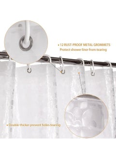 Dominy Plastic Shower Curtain, Heavy Duty Shower Curtain for Bathroom, Waterproof Vinyl Shower Curtain, 3 Magnets, Rustproof Mental Grommets, 180cmx180cm  - Image 4