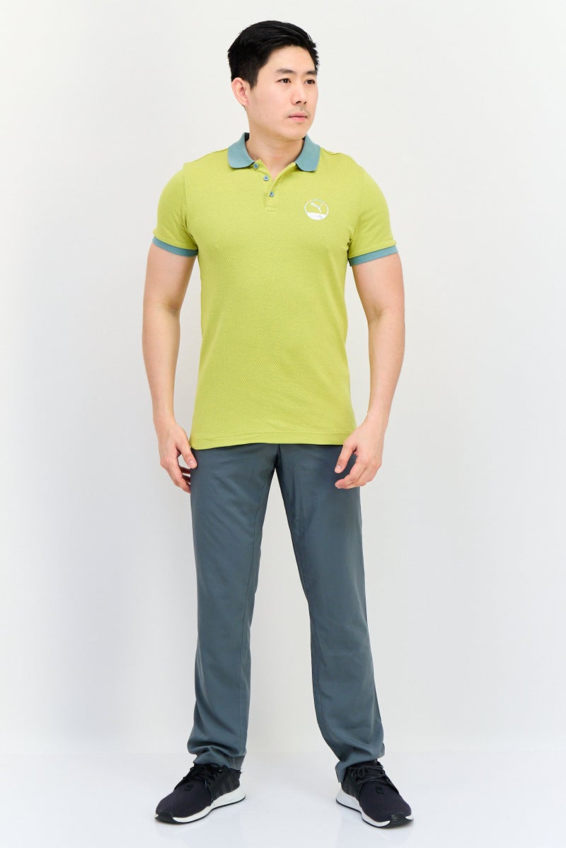 PUMA Men Sportswear Fit Short Sleeve Outdoor Polo Shirt, Lime - Image 2