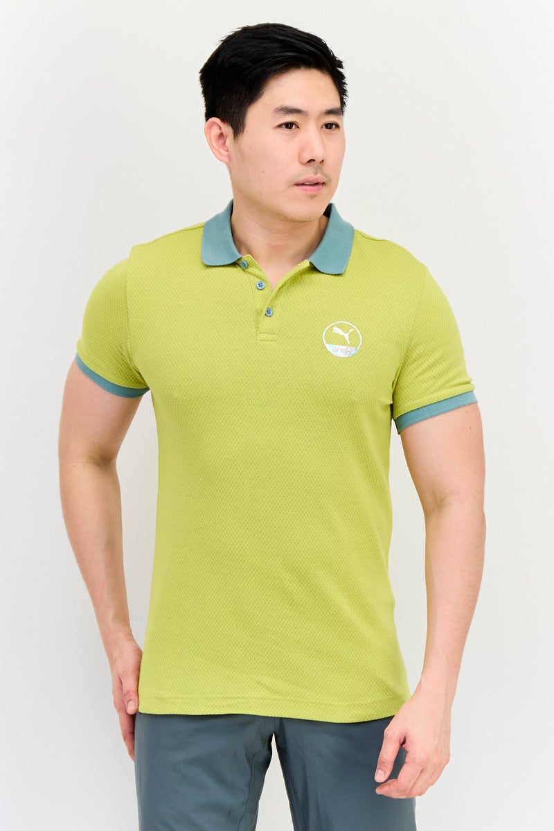 PUMA Men Sportswear Fit Short Sleeve Outdoor Polo Shirt, Lime - Image 1