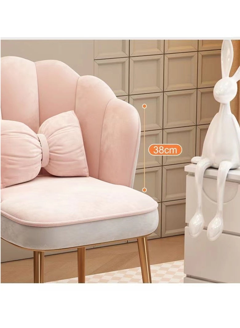 Kutis Makeup Chair Computer Chair Round Flower Petal Shaped Cushion Chair with Golden Legs Steel Polyester 42x40x75 cm - Image 4