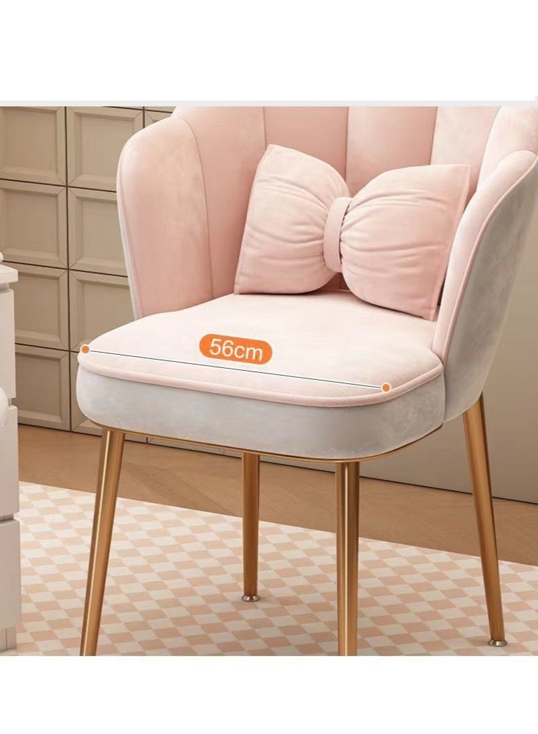 Kutis Makeup Chair Computer Chair Round Flower Petal Shaped Cushion Chair with Golden Legs Steel Polyester 42x40x75 cm - Image 5