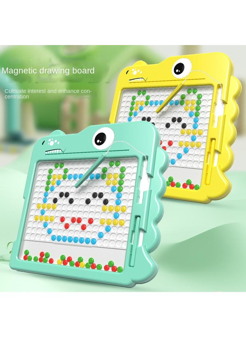 Children's magnetic drawing board puzzle early education toy graffiti board with pen and beads green 26.5x26.5cm - Image 2