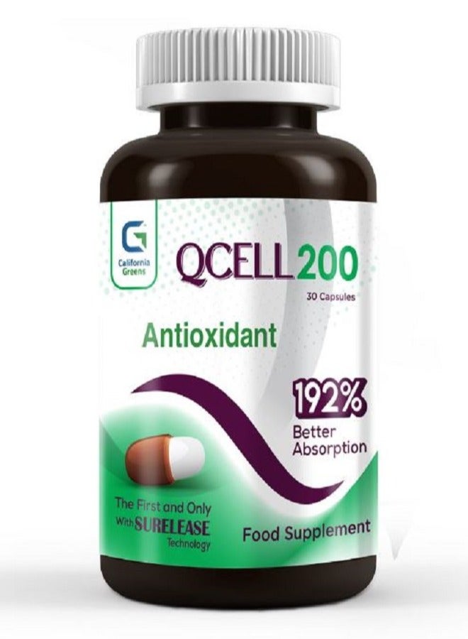 California Greens QCELL 200  COQ10  antioxidant 192%  30 capsules - Image 2